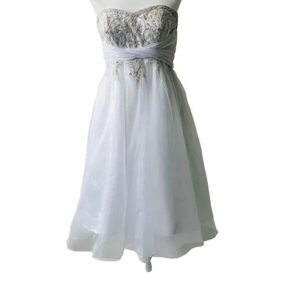 Alfred Angelo Sapphire White Tea Length Dress - Picture 1 of 16